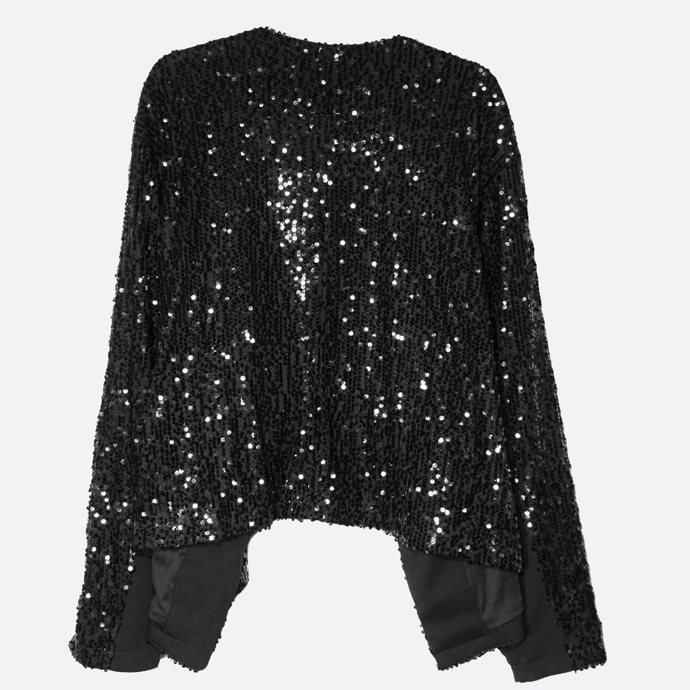 Torrid Black Sequin Cardigan 3X 4X Open Front Sparkle Shimmer Jacket Party Glam - Picture 3 of 9